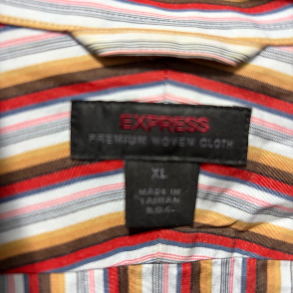 Express Multicolor Striped Button Down Shirt - image 3